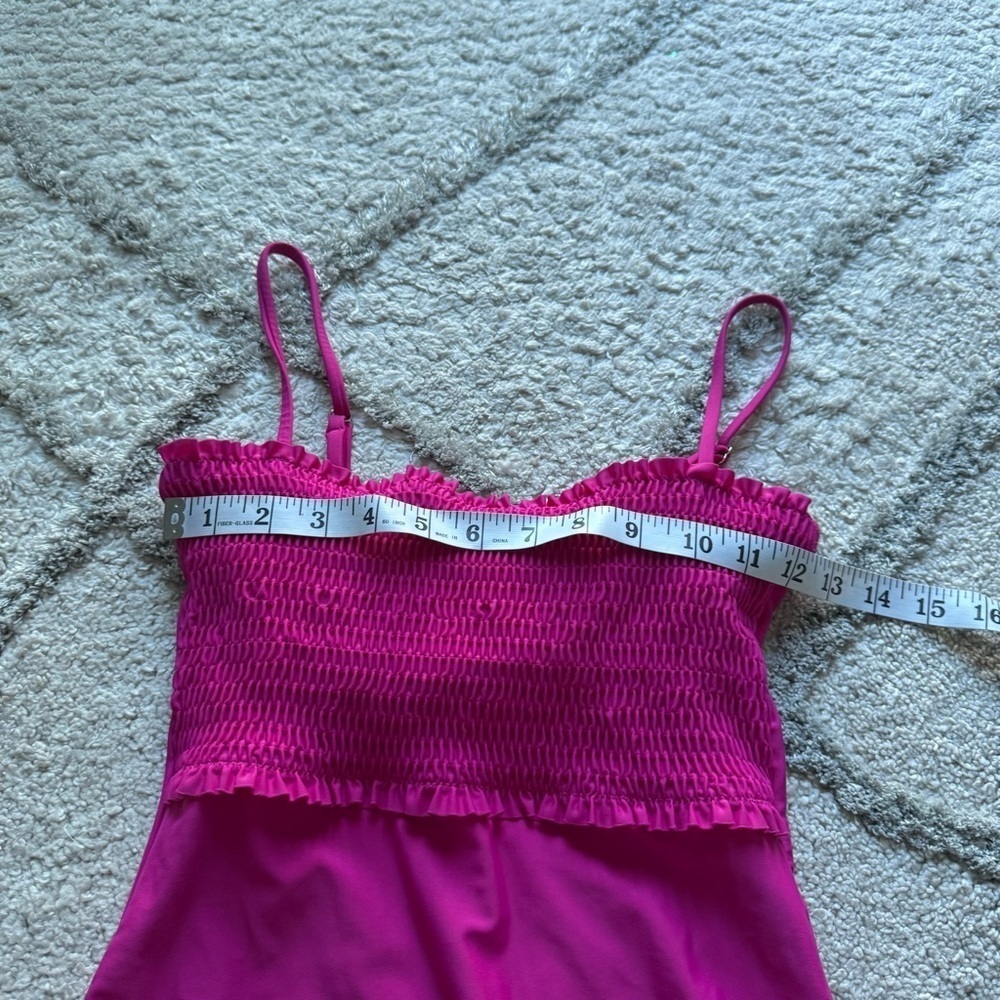 J Crew Fuchsia pink Smocked one piece swimsuit bathing suit XS - Picture 7 of 10